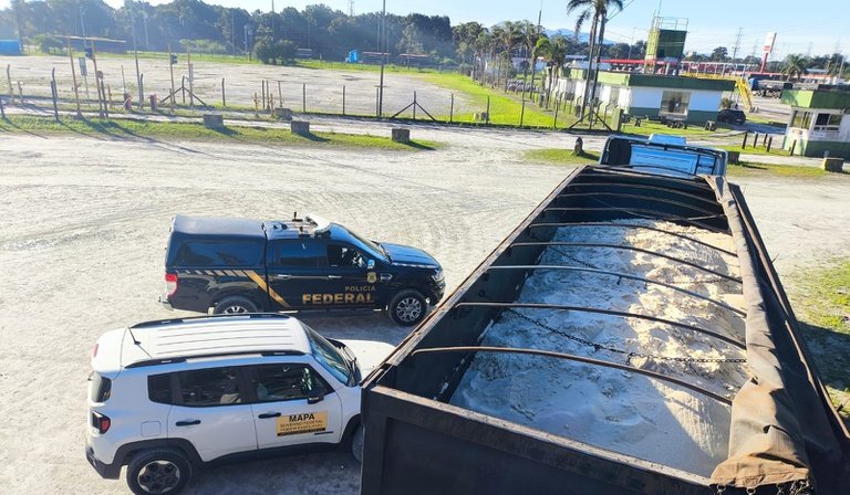 Mapa e Polícia Federal apreendem 48 toneladas de açúcar com suspeita de adulteração no Porto de Paranaguá (PR)
