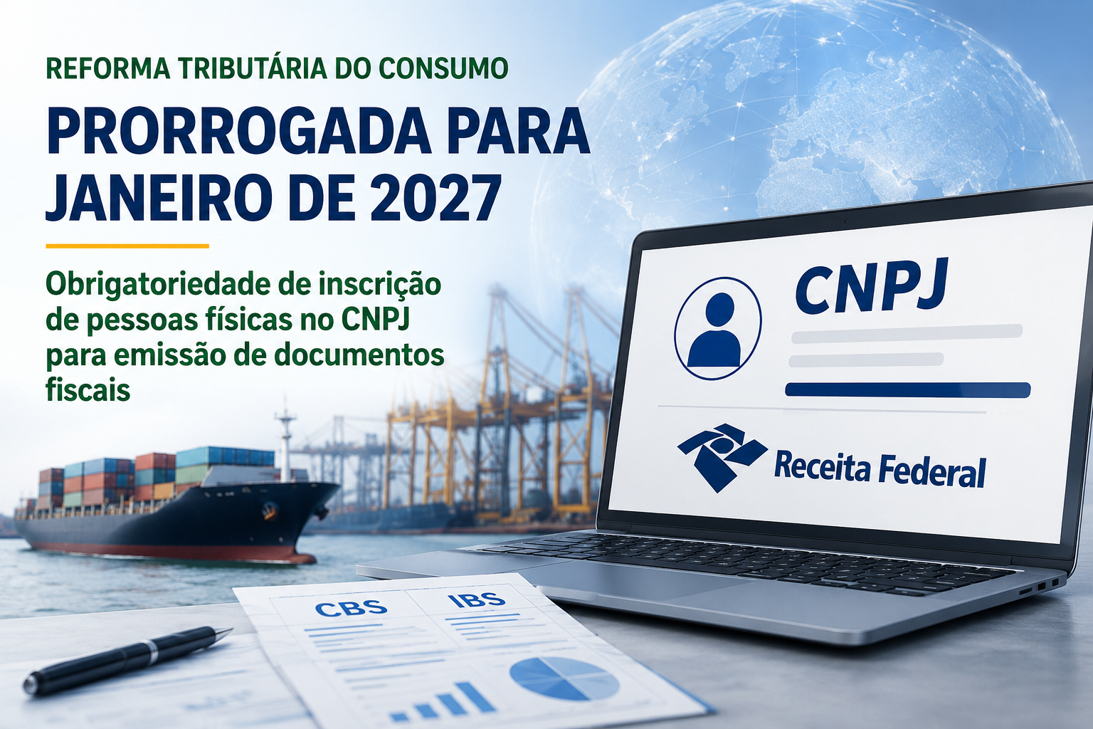 Reforma Tributária do Consumo: inscrição de pessoas físicas no CNPJ é prorrogada para 2027 e exige atenção das empresas do comércio exterior