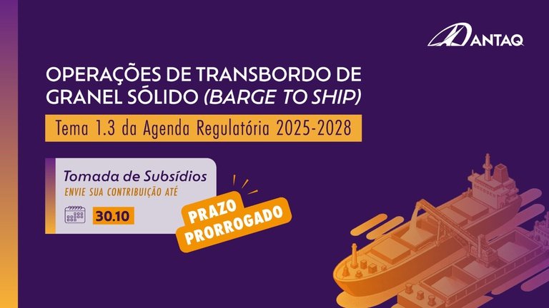 ANTAQ prorroga prazo para contribuições sobre operações de transbordo de granel sólido