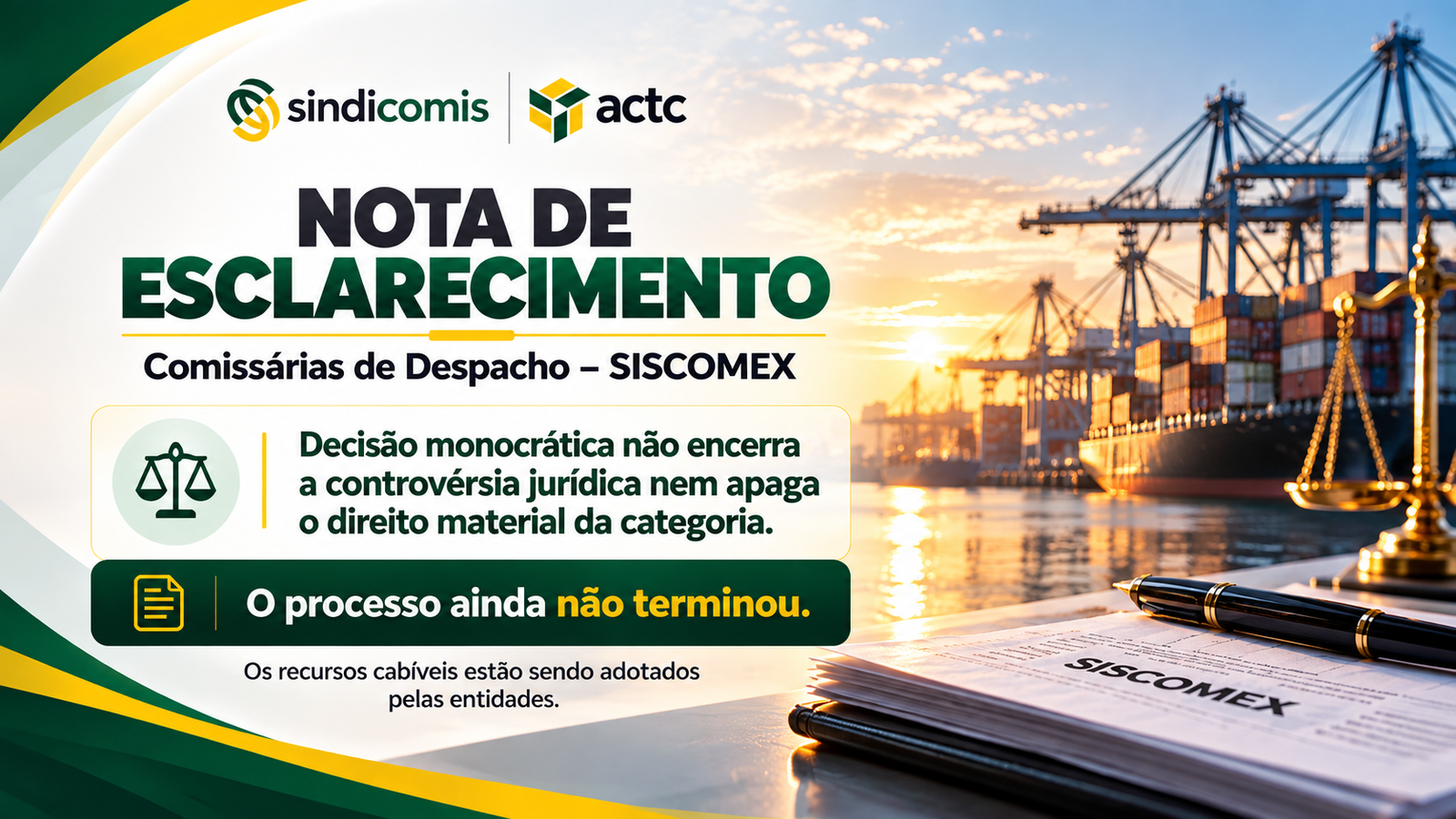 Nota de esclarecimento e contraponto institucional
